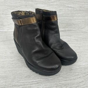 Fly London Black and Bronze Ankle Boots